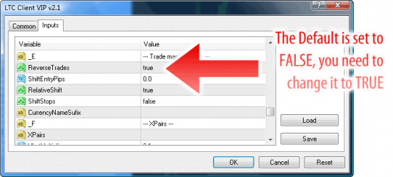 Local Trade Copier Client EA Inputs reverse trades