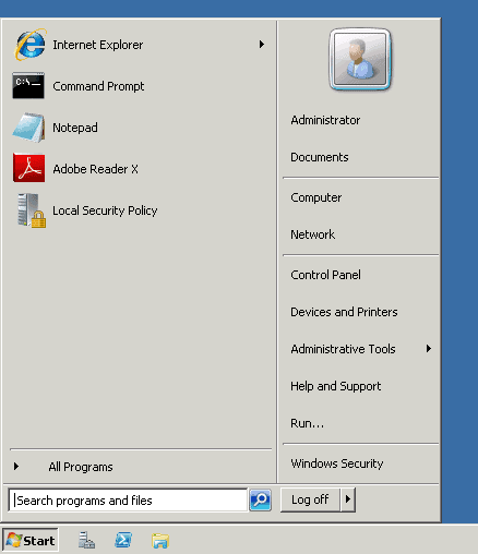 Inside windows 2008 vps server