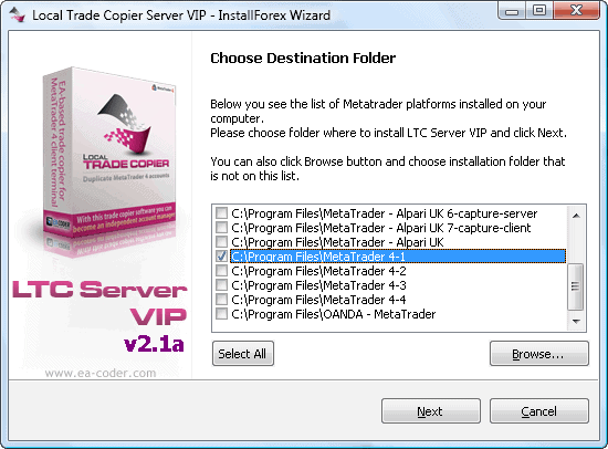 LTC VIP server ea installation choose destination folders