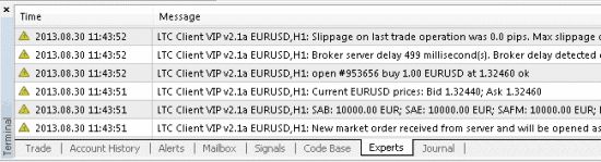 MT4 client ea messages in experts tab