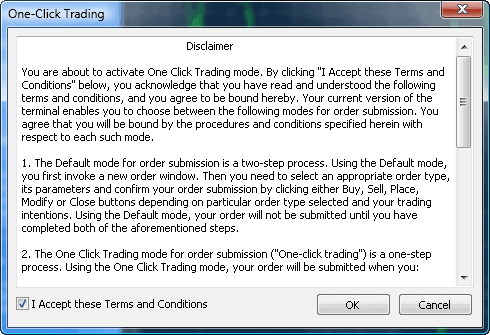MT4 one-click trading disclaimer