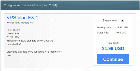 vpsforextrader purchase step 2