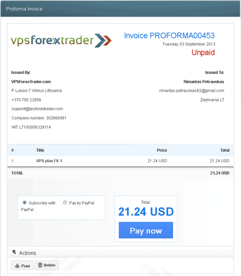 vpsforextrader purchase step 4