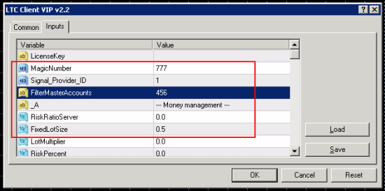 LTC 2nd Client EA settings