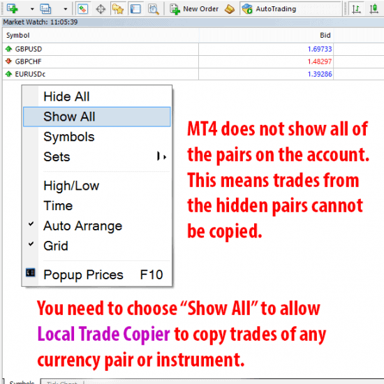 Market watch window "show all" symbols option