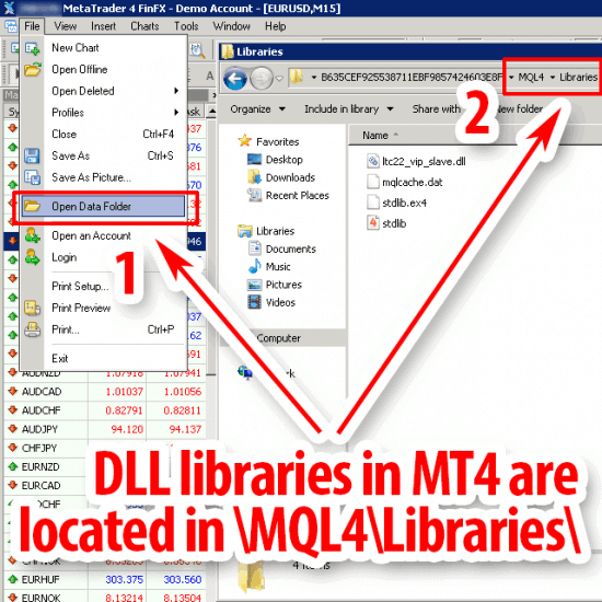 DLL libraries in mt4 data folder mql4