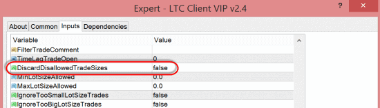 New option DiscardDisallowedTradeSizes in the LTC Client EA
