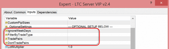 More trade filter options for LTC Server EA