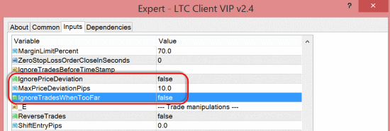 New option IgnoreTradesWhenTooFar in the LTC Client EA