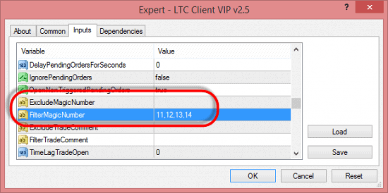 MT4 trade copier LTC v2.5 can filter or exclude list of magic numbers