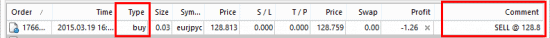 Copier order with custom generated trade comment