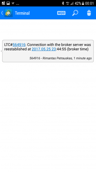 Notification on MT4 Mobile App from a Trade Copier EA about reestablished connection with the broker server