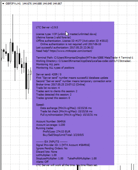 Trade Copier Server EA dashboard has a new color: Medium Purple