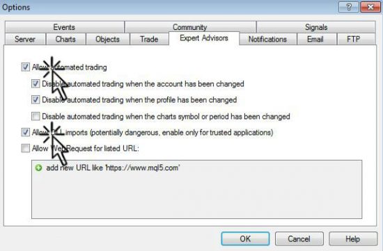 MT4 Option Configuration to allow Automated Trading