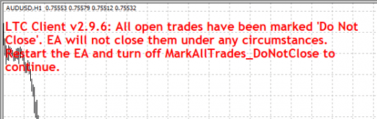 Client EA is telling to restart it after it marked all trades with the 'Do Not Close' tag.