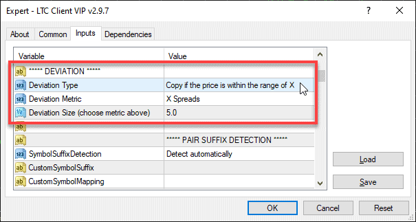 Reorganized Max Price Deviation Settings in the Client EA