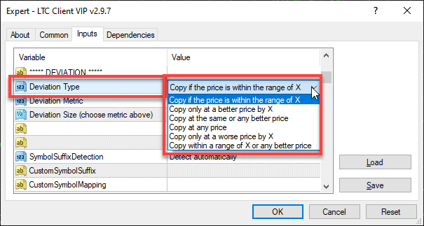 Selecting Deviation Type