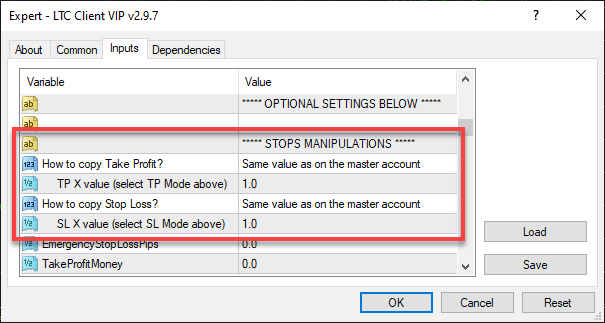 Reorganized Stops Manipulation Settings in the Client EA