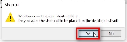  You will likely get a notification that says, Windows can't create a shortcut here. Do you want the shortcut to be placed on the desktop instead? Answer YES to that. If you do not get such a notification, you'll see the shortcut created in the same folder next to your terminal64.exe file. In such a case, simply drag and drop that shortcut onto your desktop for easy access.