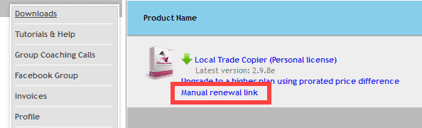 Manual renewal link