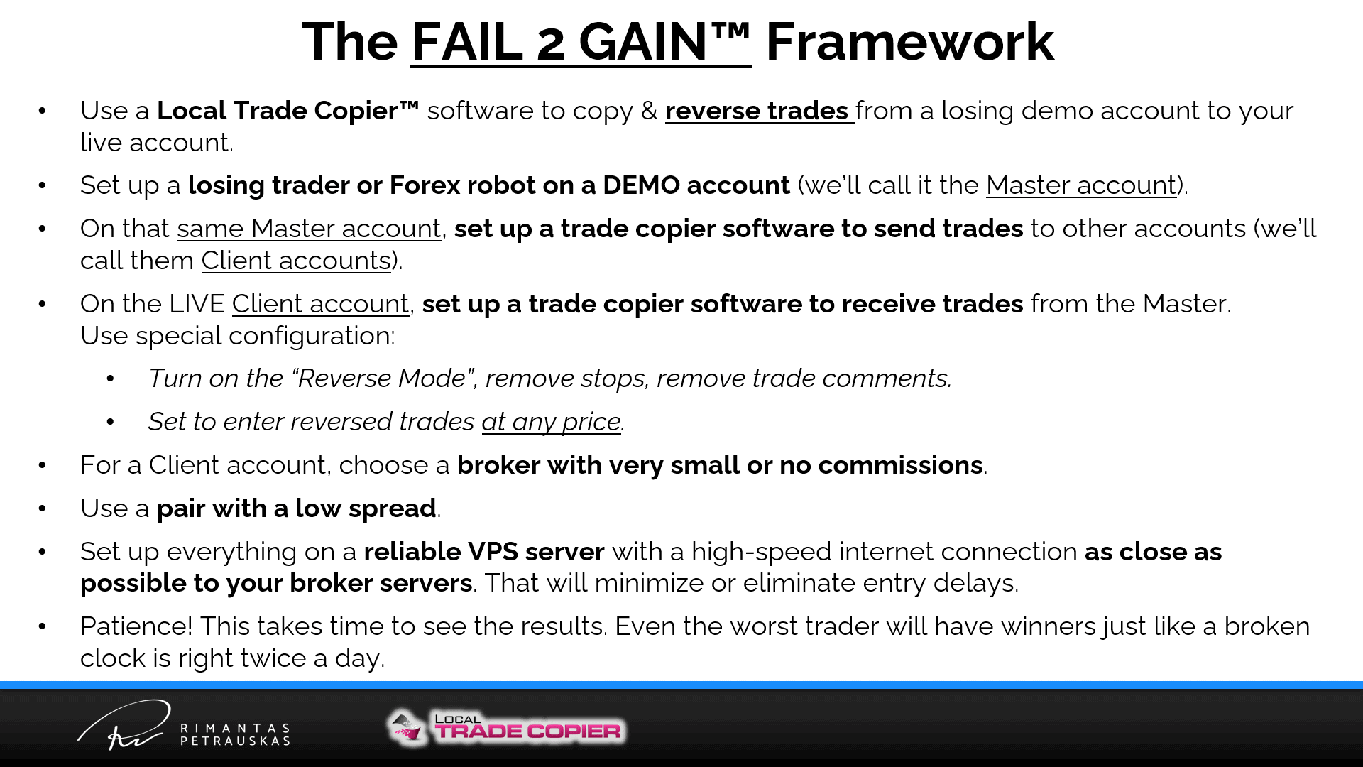 Fail 2 Gain framework rules