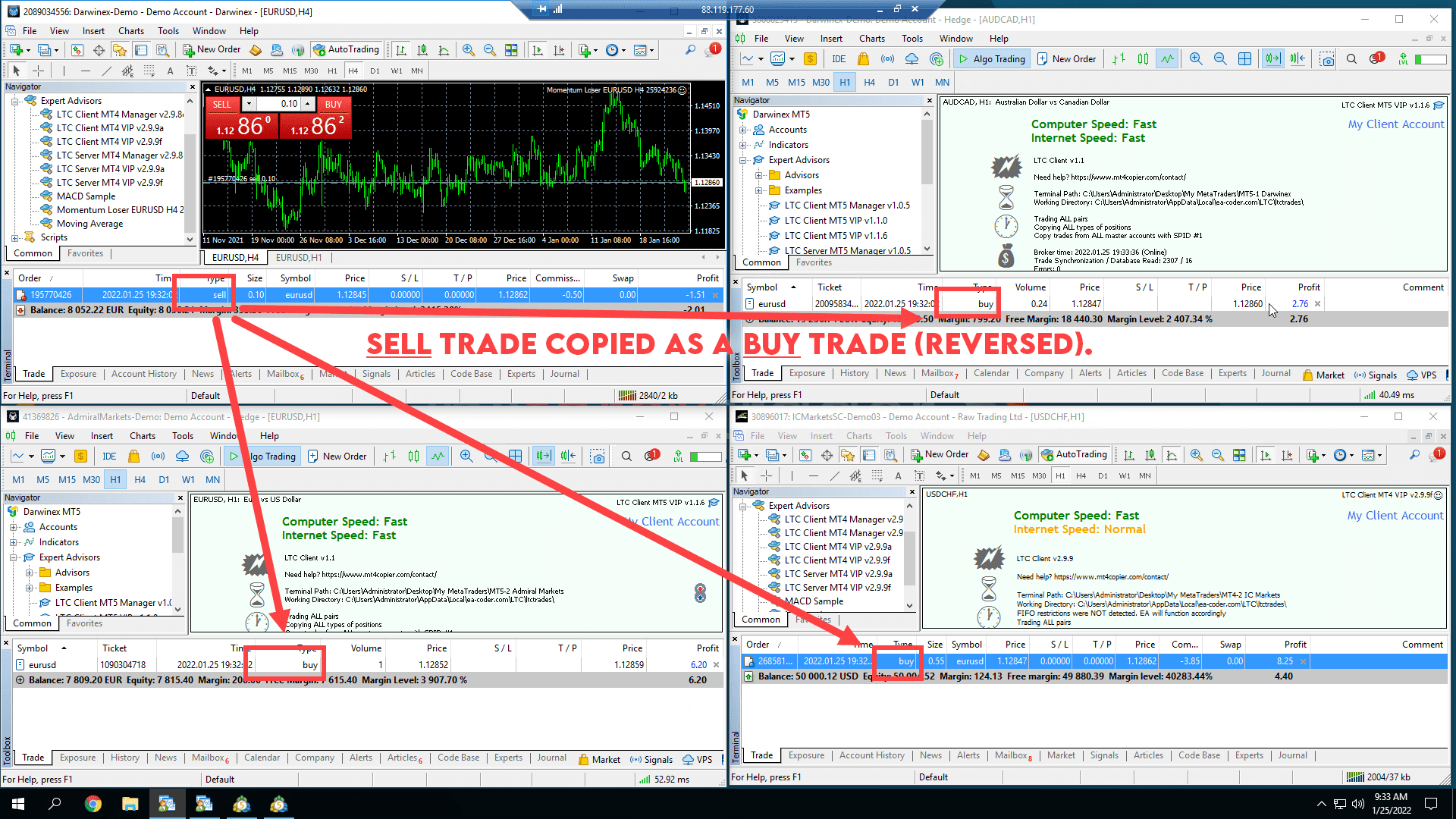 SELL trade copied as BUY trade (reversed)