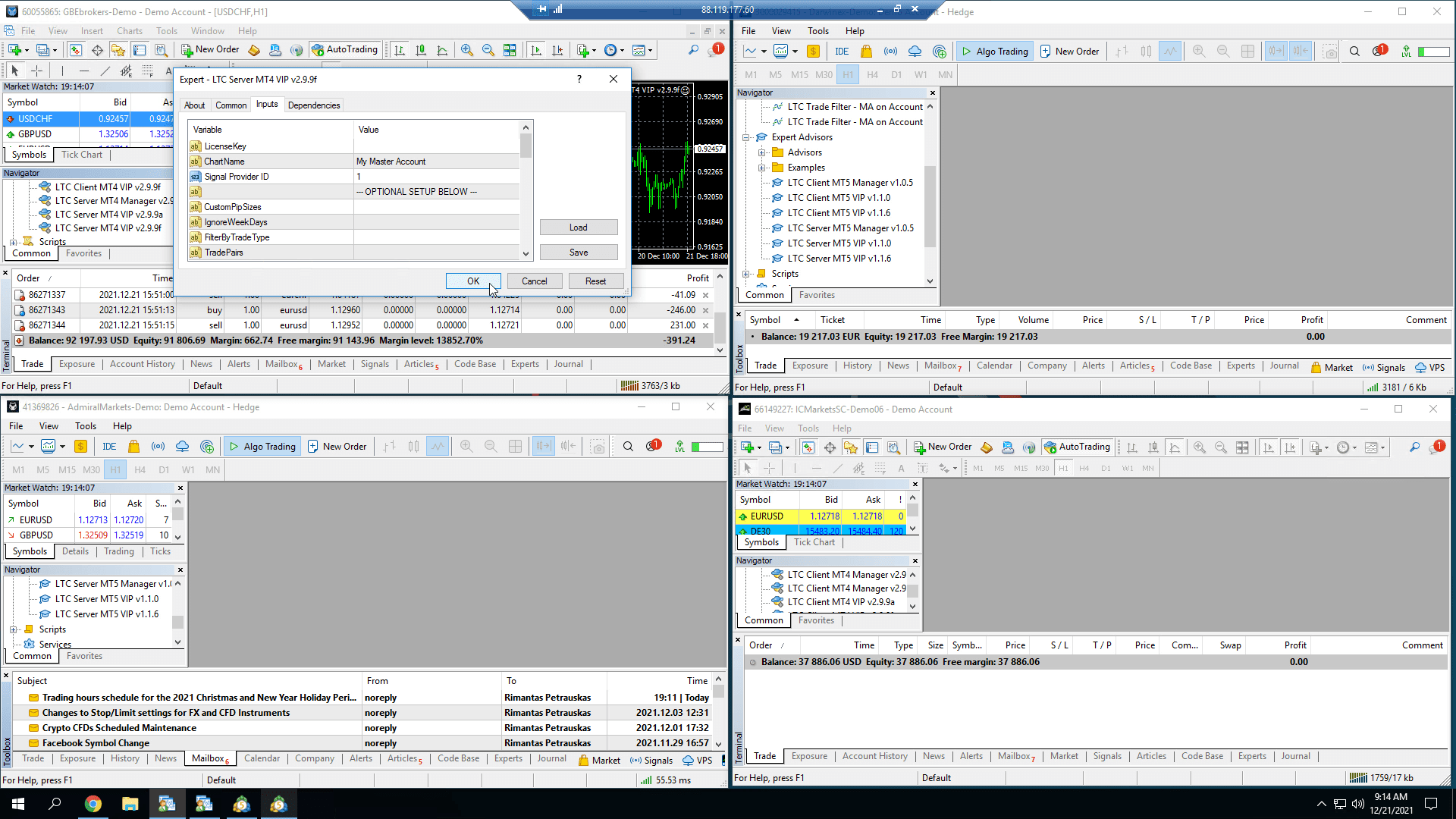 Setting up Server EA on the Metatrader Master Account
