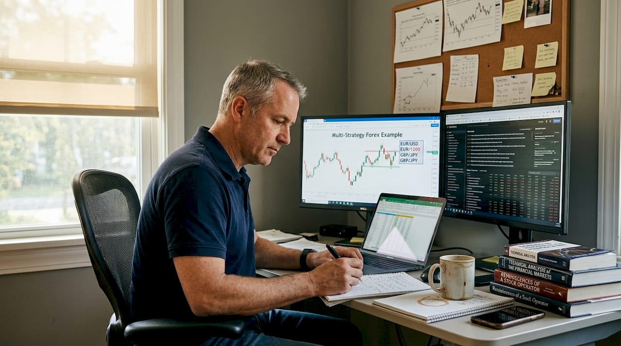 Trader reviews forex strategy performance results