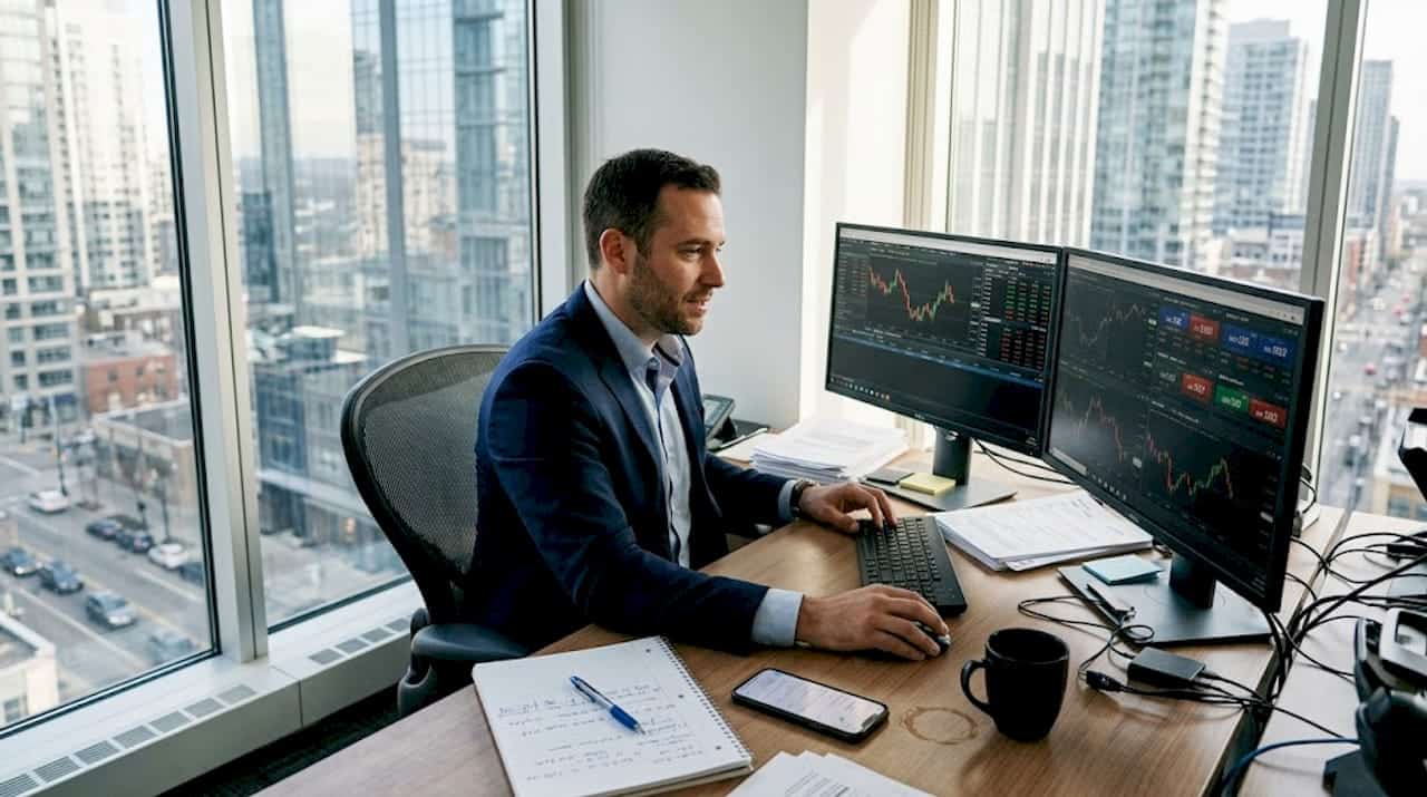 Forex manager overseeing account trading setup