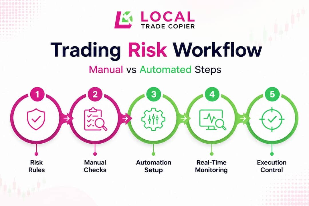 Vertical workflow comparing manual and automated steps