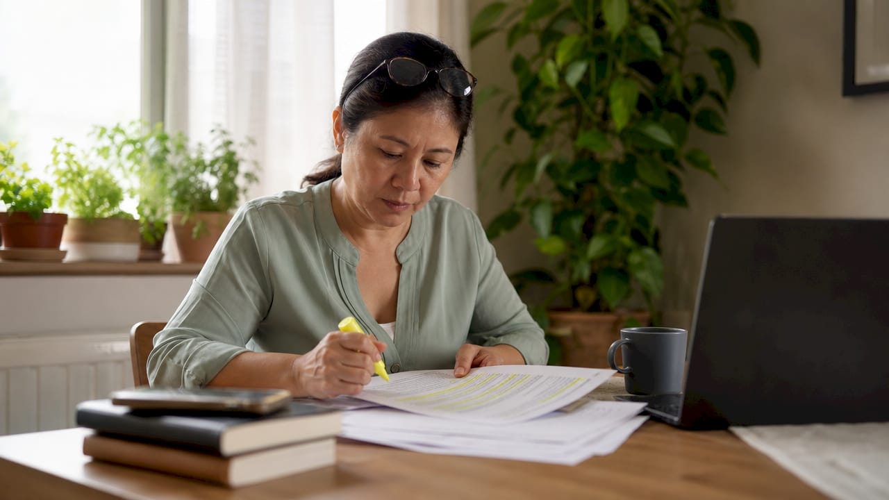 Woman reviewing forex compliance documents