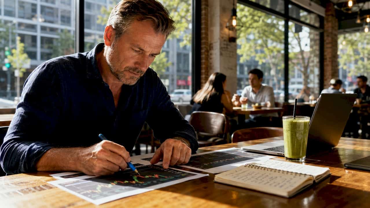 Trader reviewing Forex profit optimization charts
