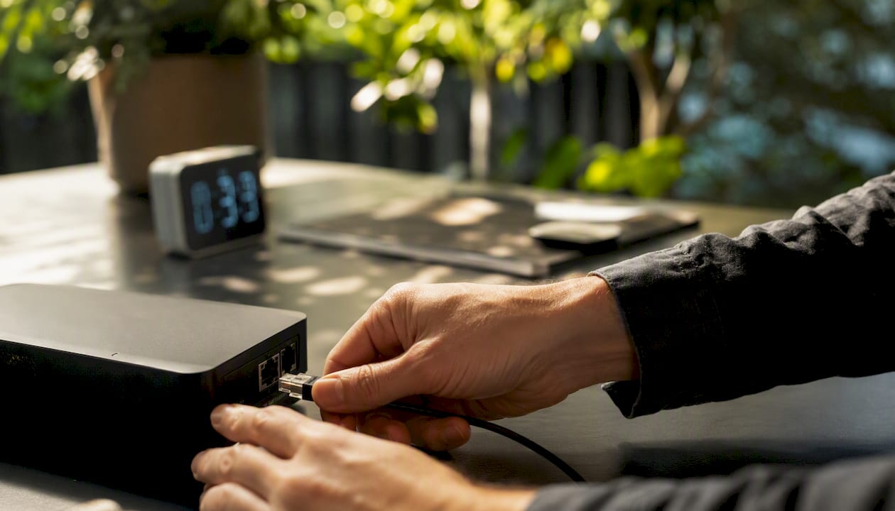 Trader hands connecting device for MT4 setup
