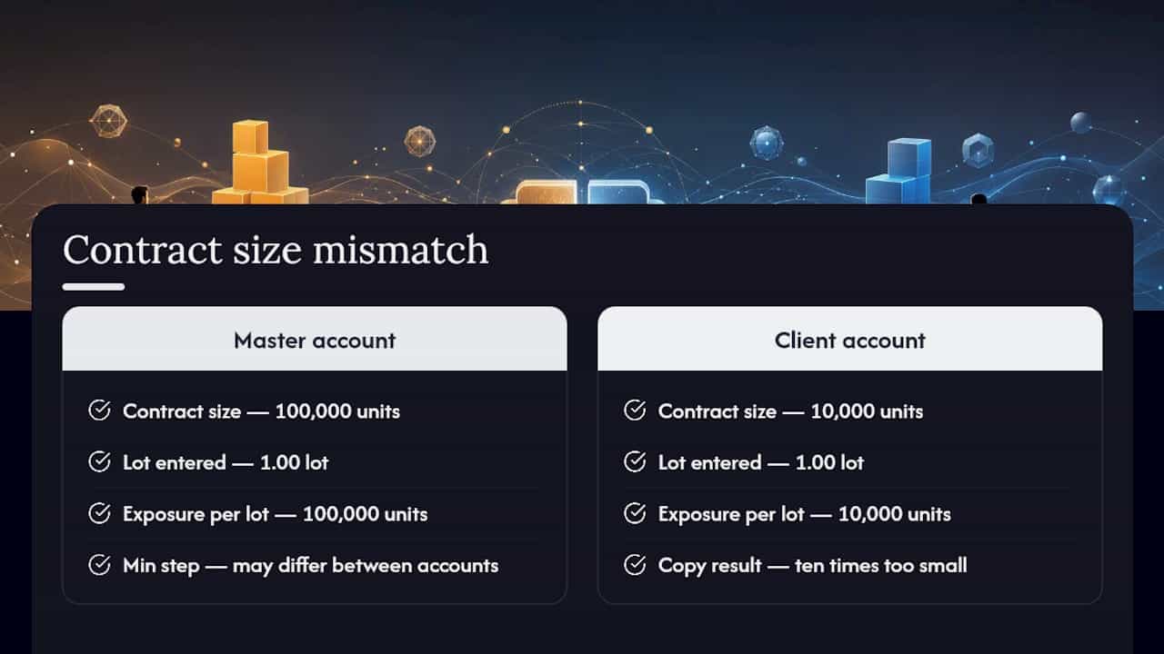 Diagram showing contract size mismatch factors