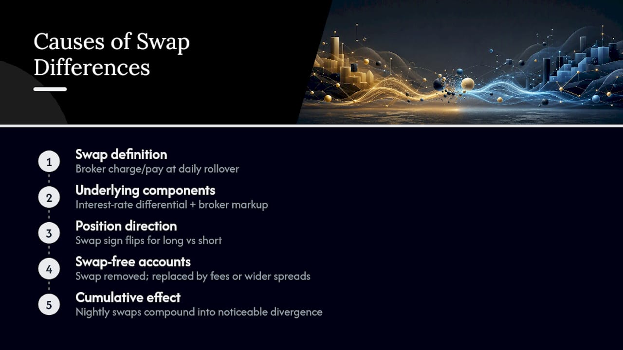 What Causes Swap Differences When Copying Trades? — overview diagram