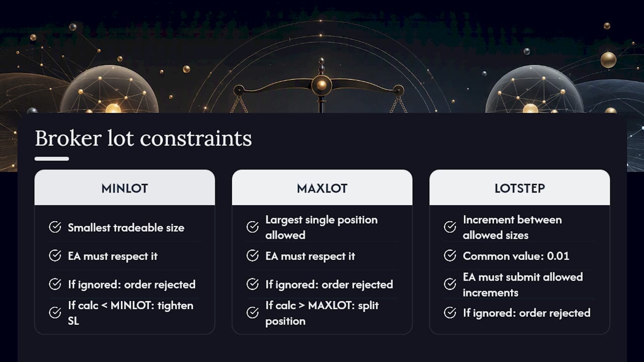 Diagram of broker lot limit constraints and their roles