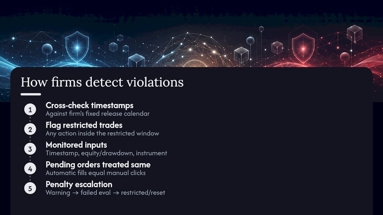 How Firms Catch Violations and What Happens Next — overview diagram