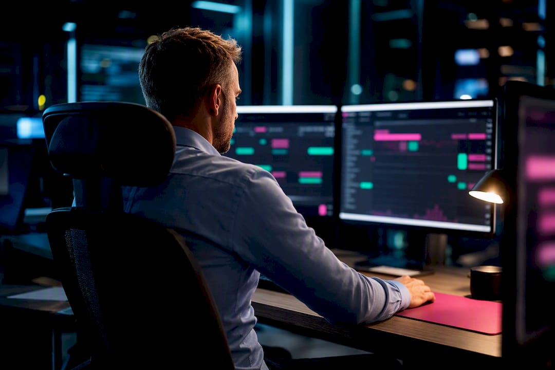 Operator monitoring synchronized trading terminals