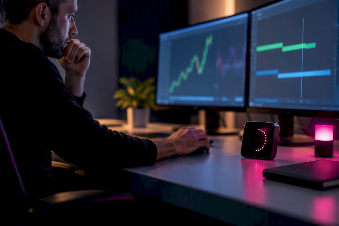 Workstation measuring copied-trade execution delay