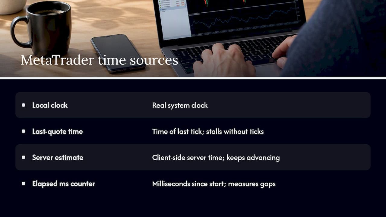 Comparison of MetaTrader time readings and elapsed timing