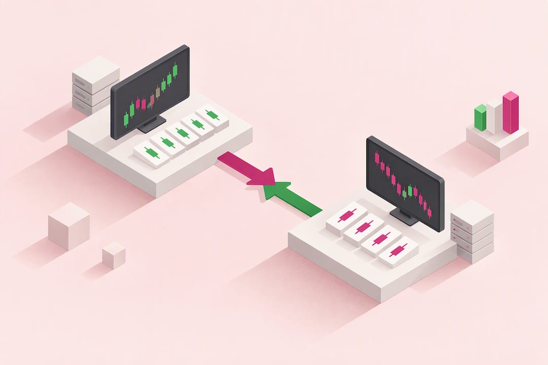 Isometrische Grafik zur Umkehr der Handelsrichtung