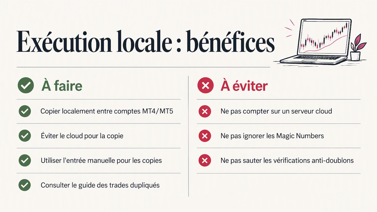 Pourquoi une exécution locale aide les traders multi-comptes — overview diagram