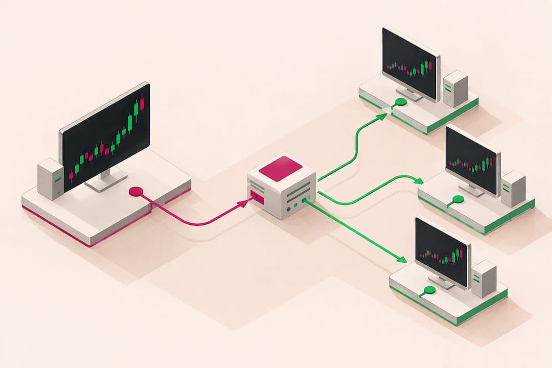 Datenfluss vom Master zu den Clients vor Ort