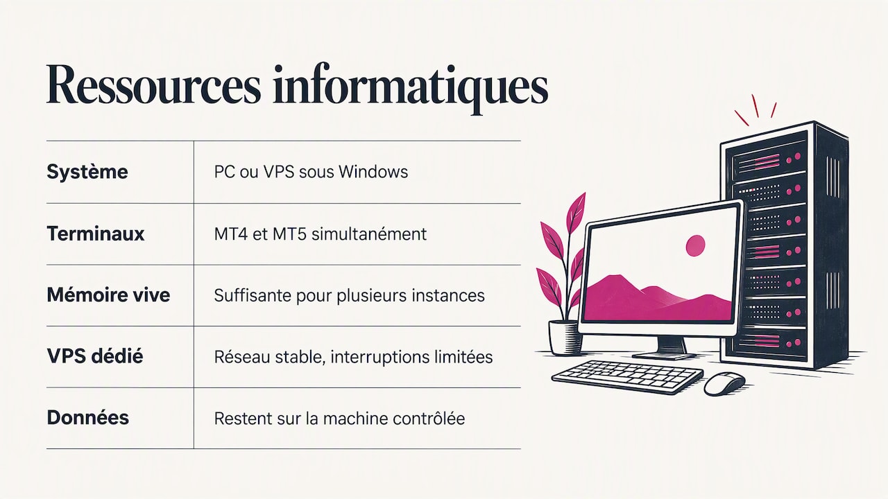 Quelles ressources prévoir sur votre PC ou votre VPS — overview diagram