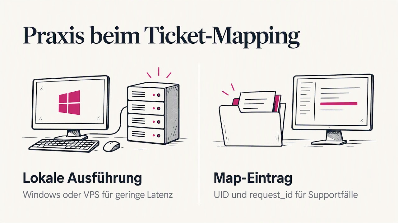 Autorperspektive: Praxiserfahrungen mit Ticket-Mapping — overview diagram