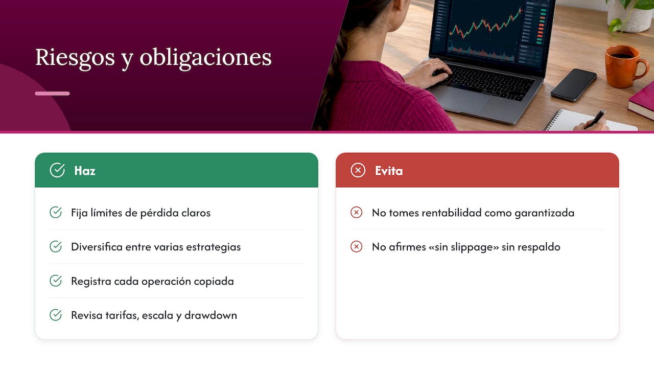Riesgos y obligaciones al copiar operaciones en cuentas cent — overview diagram
