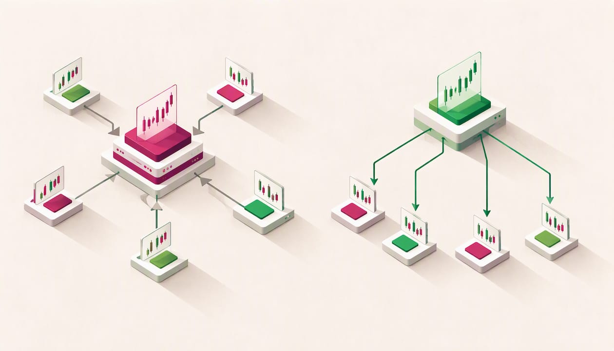 Illustration comparant le PAMM et la copie de trades locale