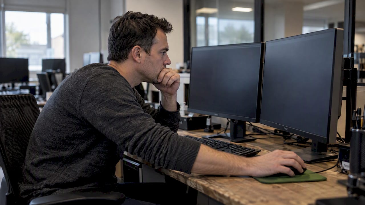 Account manager checking a small client account